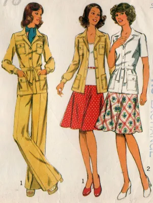 Style 1024 Womens Safari Style Shirt / Jacket Skirt & Pants 1970s Vintage Sewing Pattern Size 10 or 12