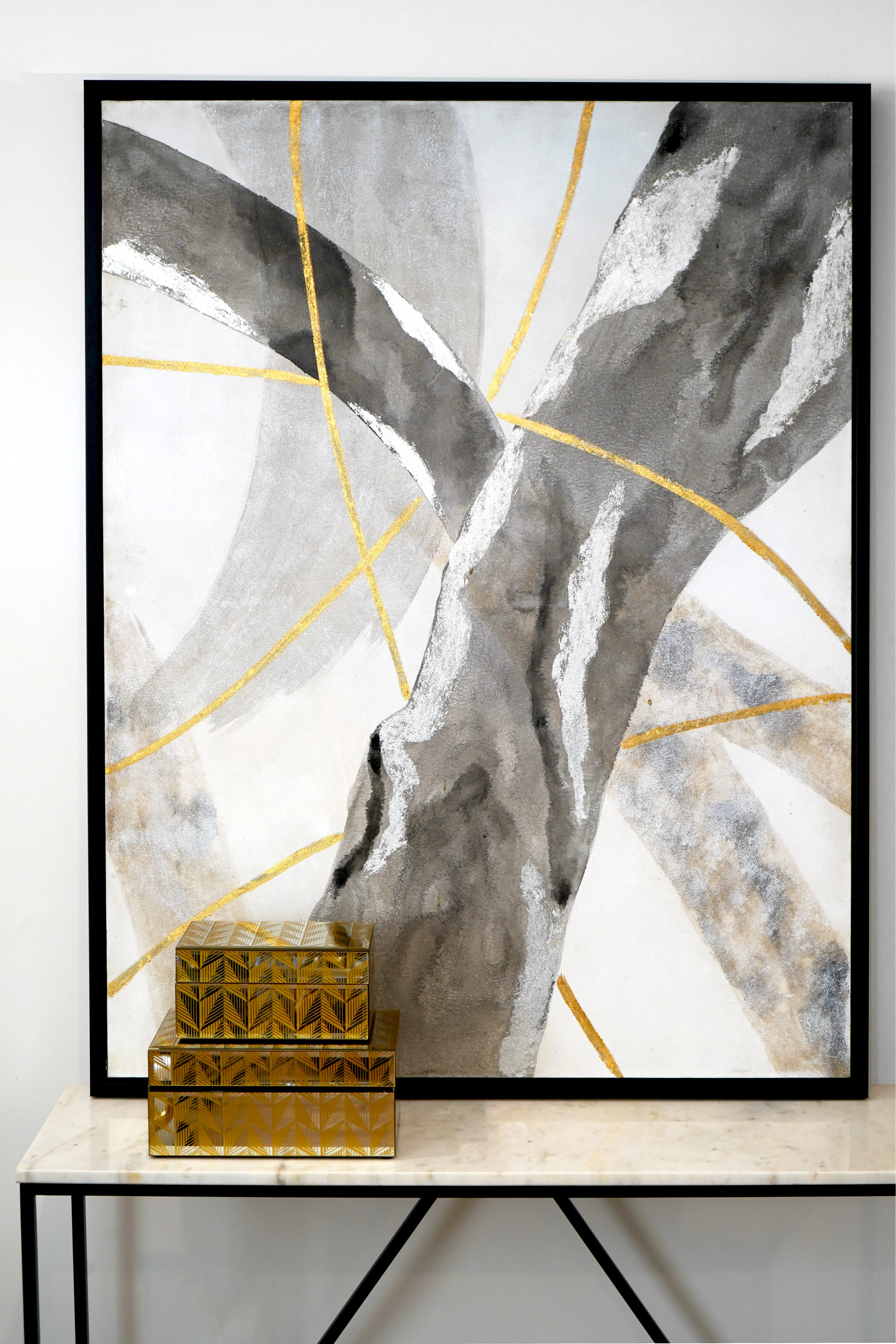 Taupe/Grey Hand Painted Canvas Wall Art