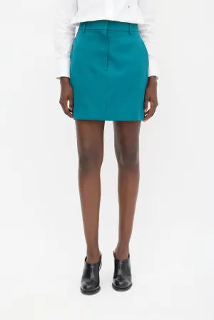Teal & Pink Wool Striped Skirt