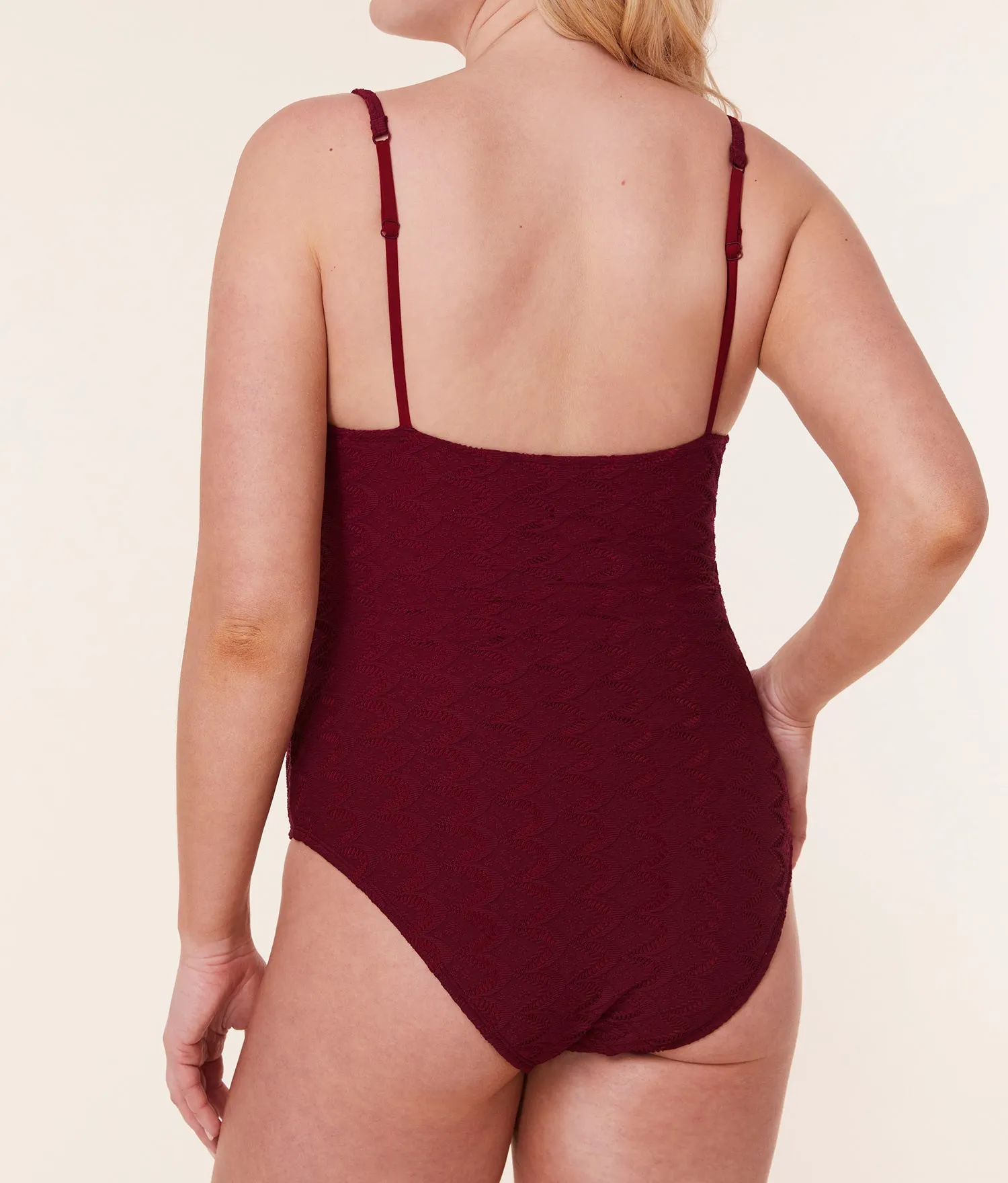 The Amalfi One Piece - Scallop Crochet - Syrah - Long Torso