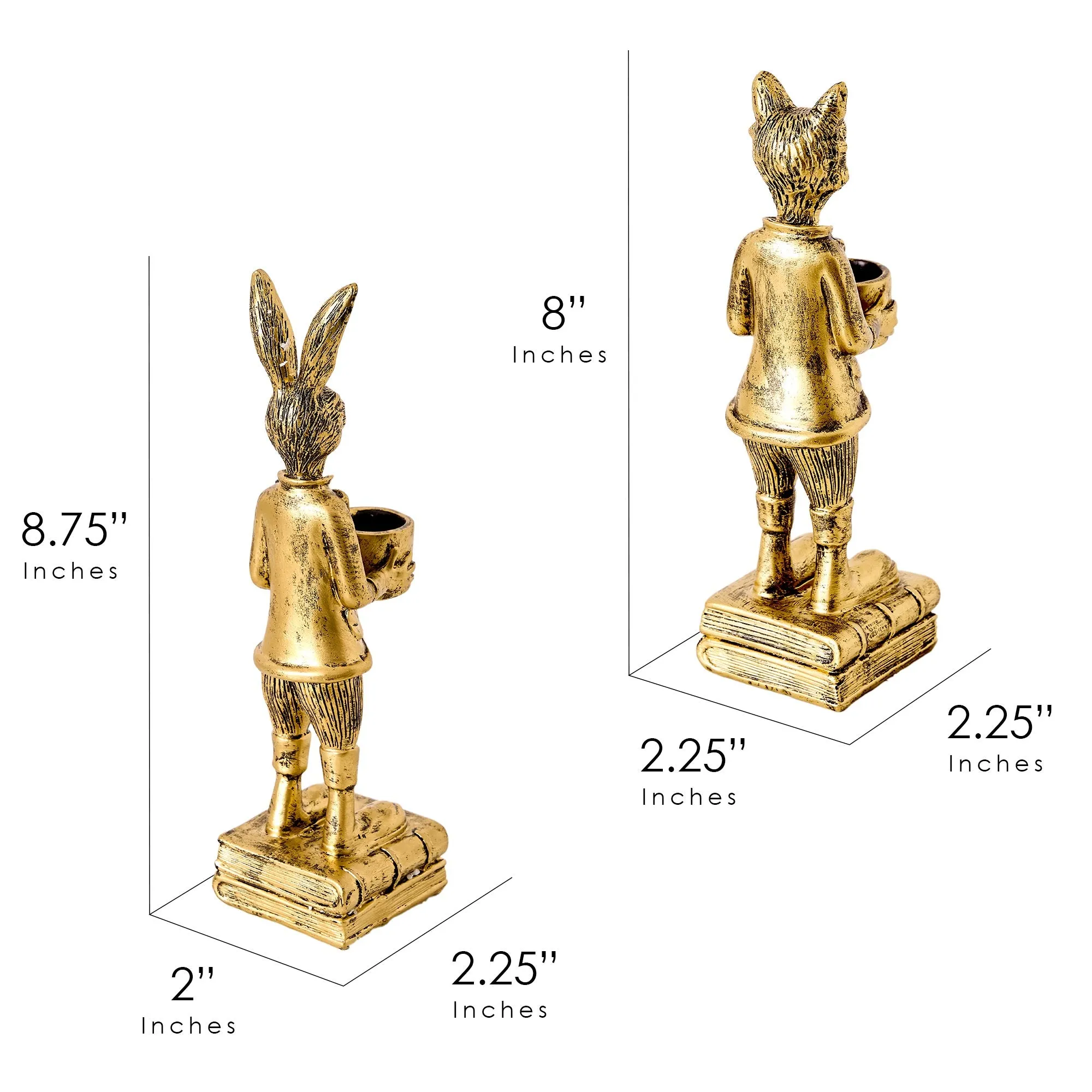 The Fox and Rabbit Gold Resin Tabletop Bar Decor