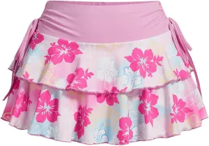 Verdusa Women's Floral Print Layered Ruffle Mini Skirts Tied Side Boho Flowy Short Skirt