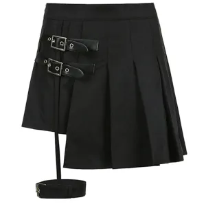 WLS Buckle PU Belt Skirt