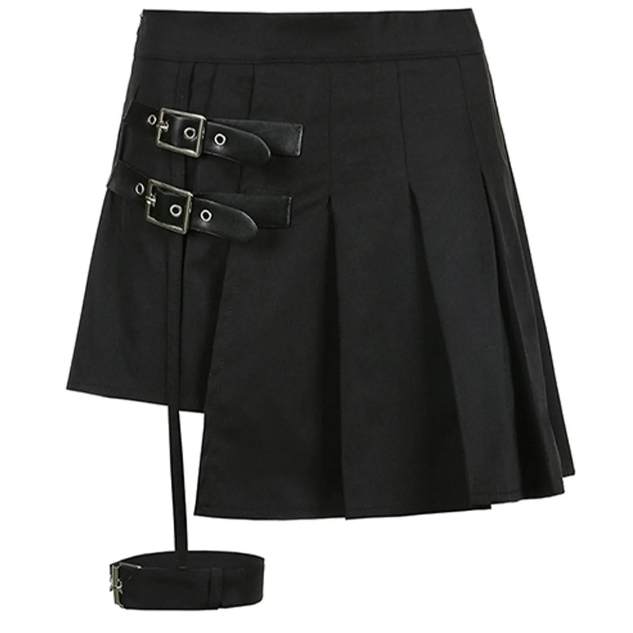 WLS Buckle PU Belt Skirt