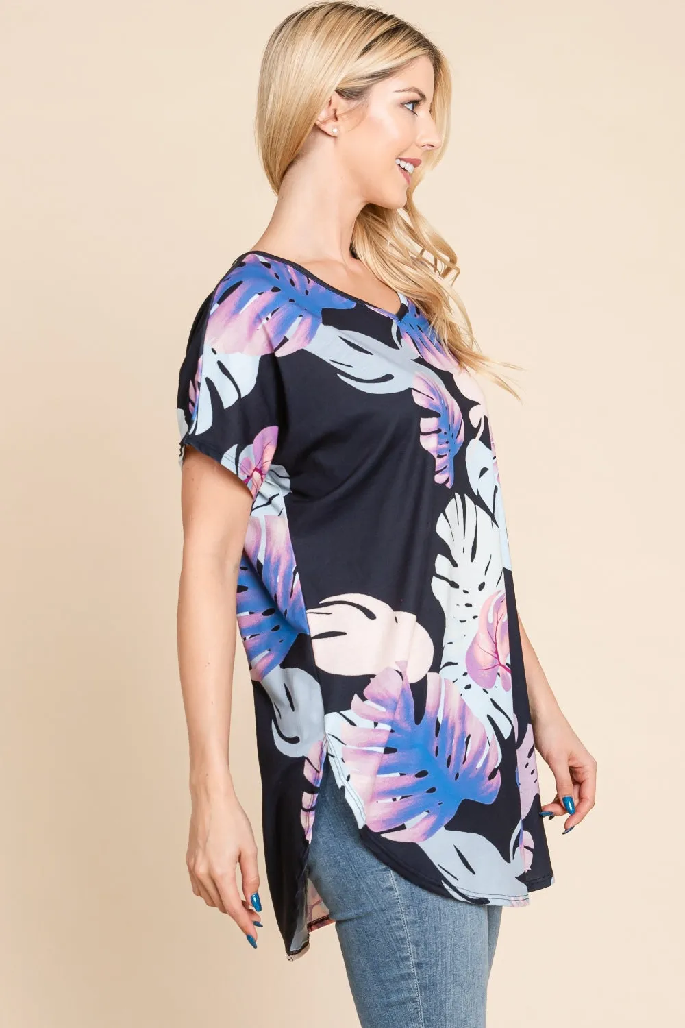 Women's BOMBOM Printed Round Neck Short Sleeve T-Shirt