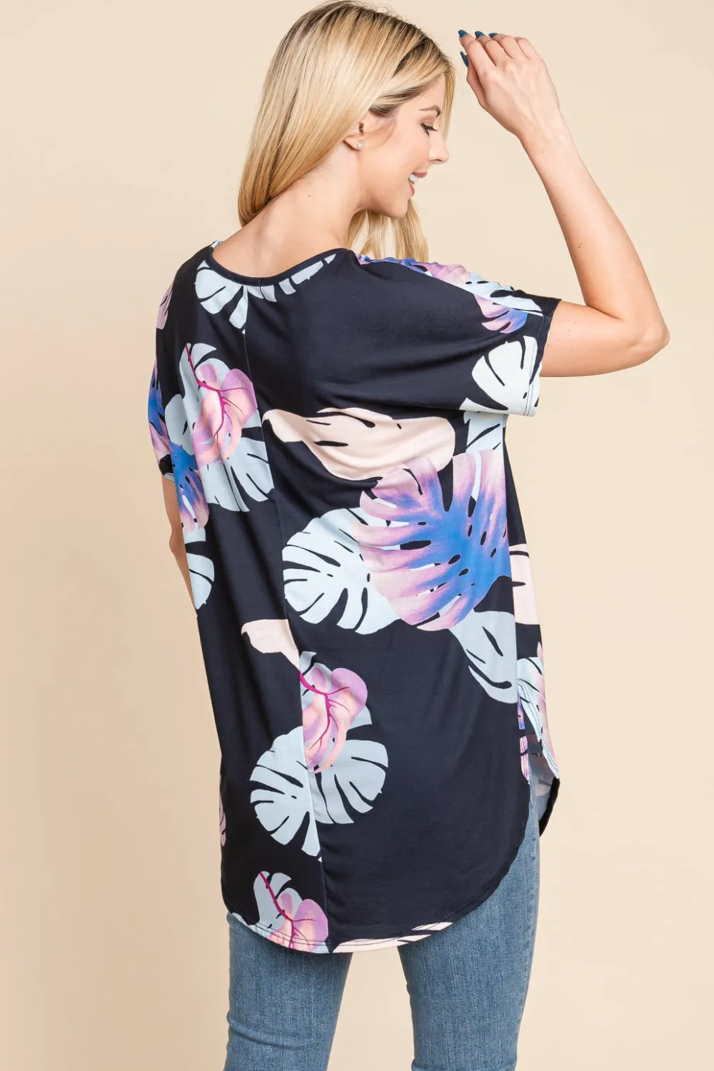 Women's BOMBOM Printed Round Neck Short Sleeve T-Shirt
