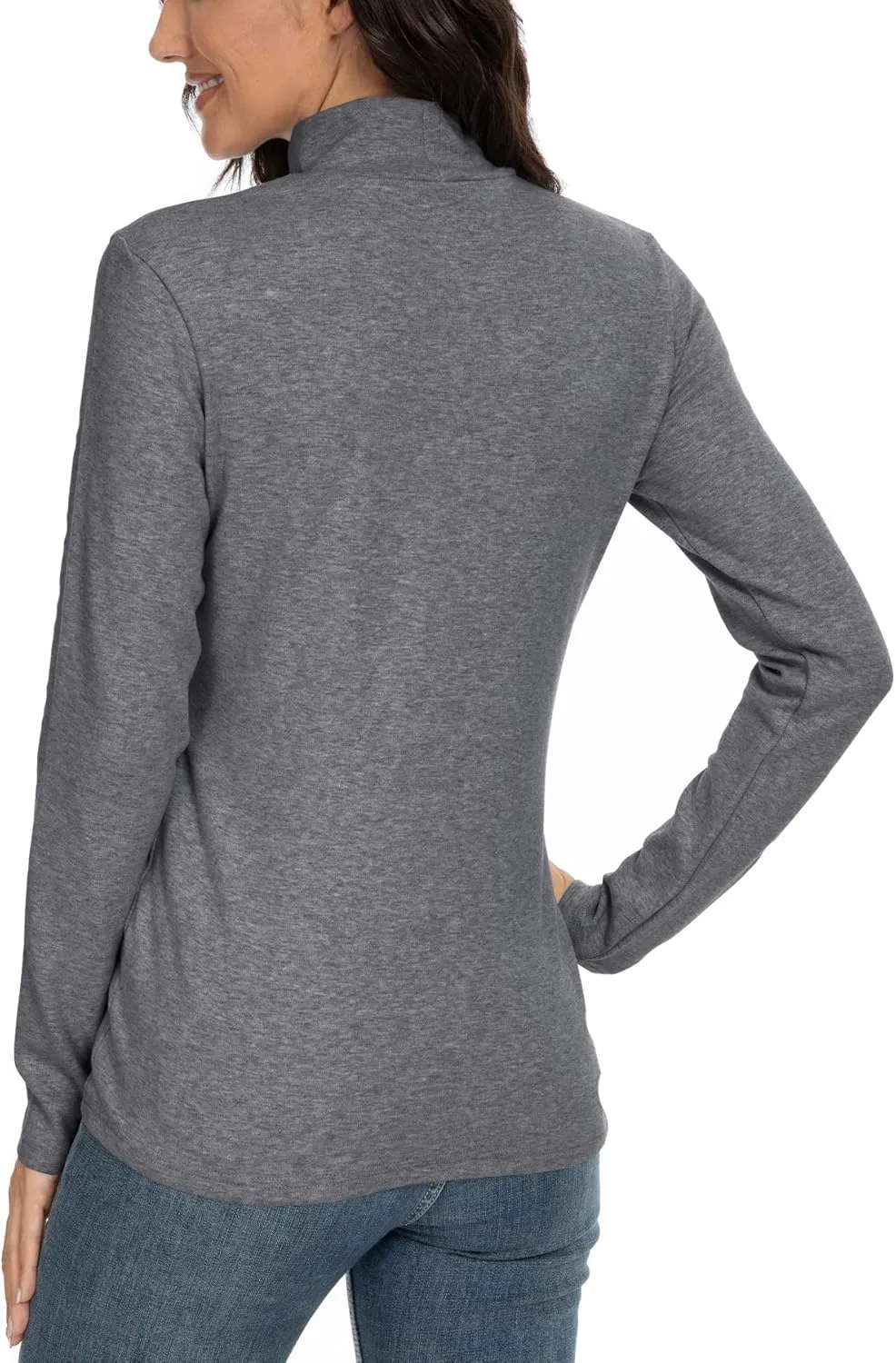 Women's Cotton Mock Turtleneck Long Sleeve Basic Thermal Top
