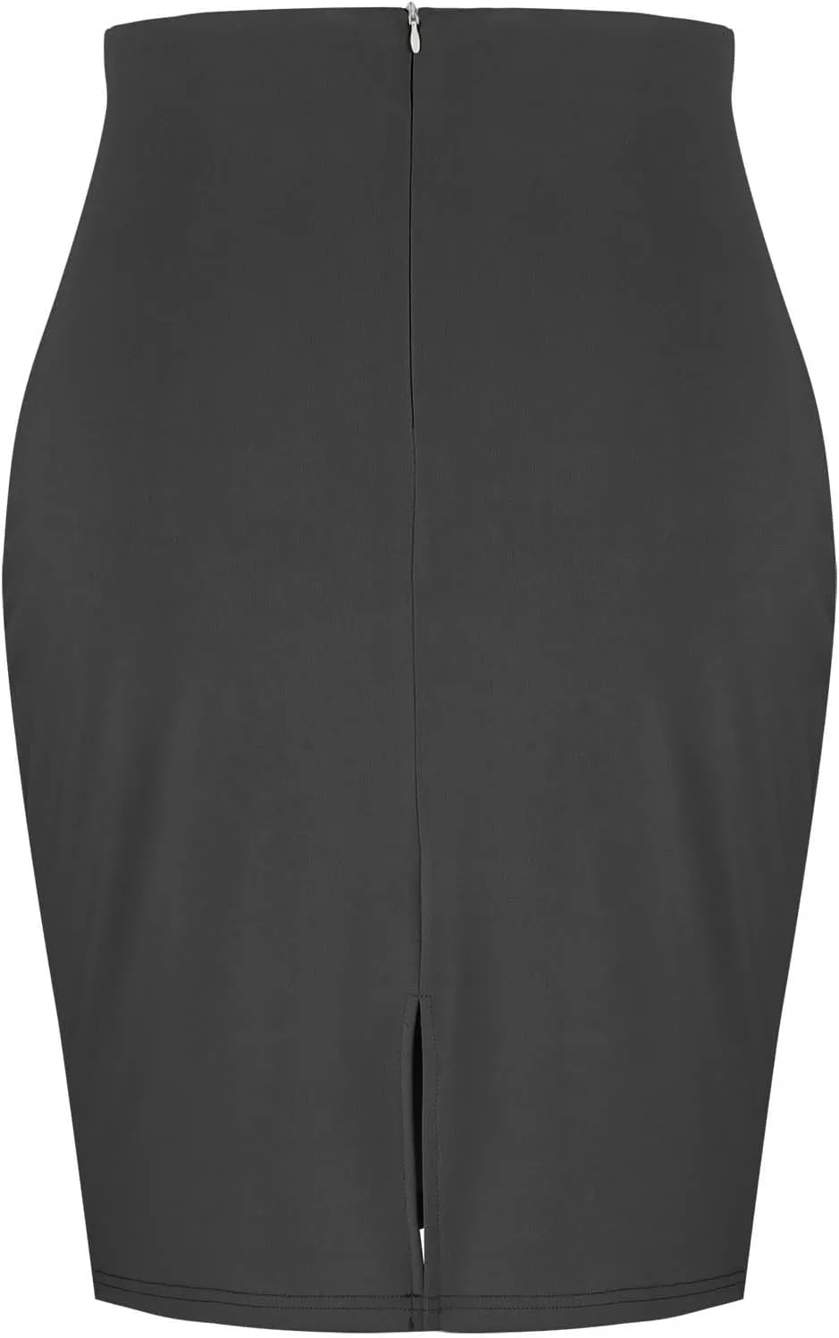 Women's High Waist Tummy Control Pencil Skirts Stretchy Bodycon Tight Short Midi Skirt Below Knee with Back Slit