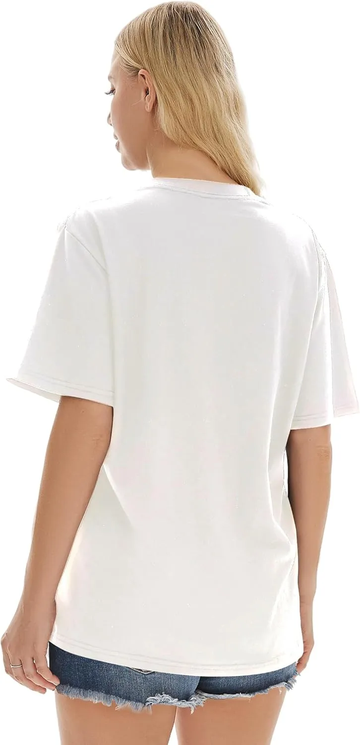 Women's Lips Short Sleeve T-Shirts Print Crew Neck Loose Fit Lightweight Polyester Tops Fashion Graphic Casual