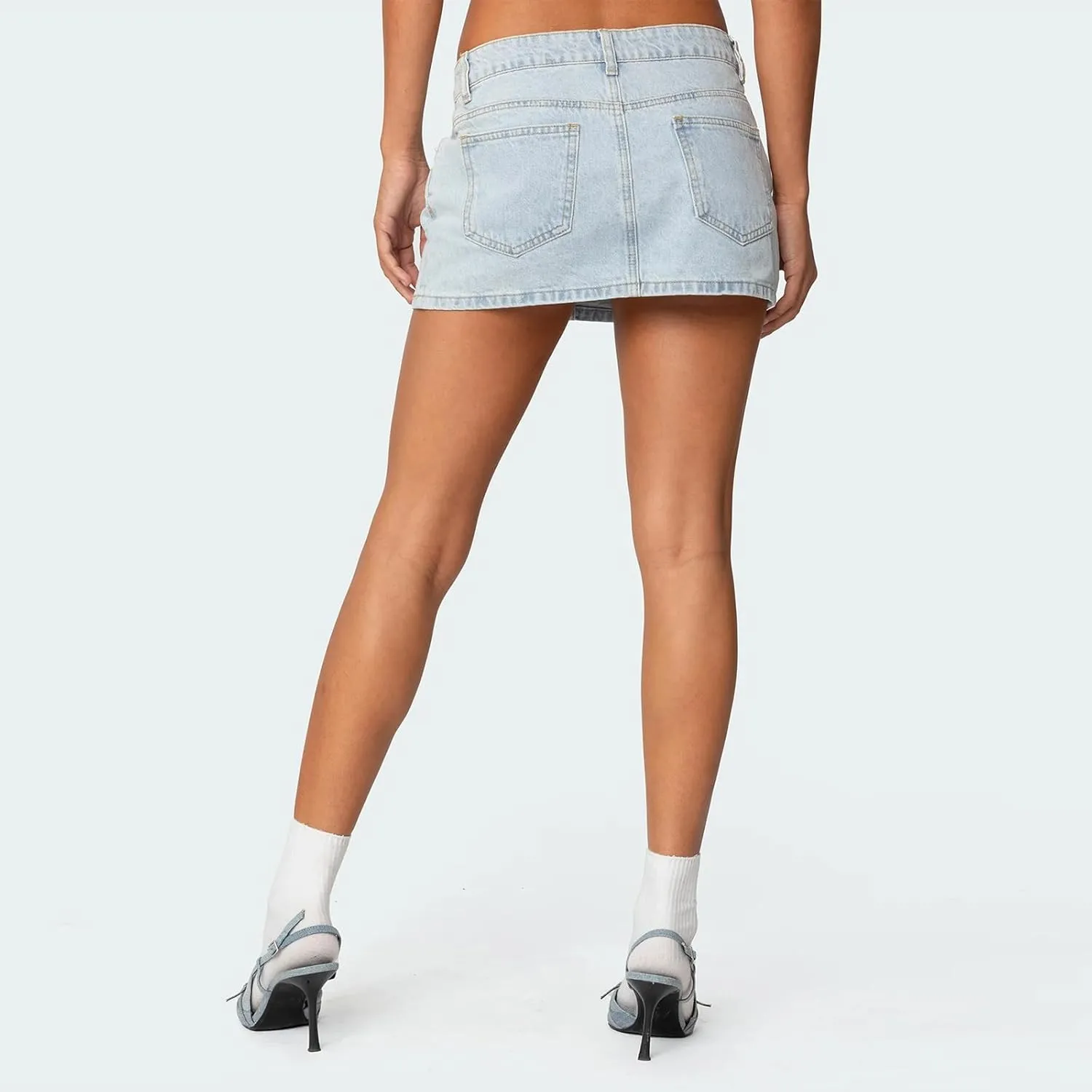 Womens Mini Cargo Skirts Y2k Low Waist Button Bodycon Denim Skirt Vintage Cute Jean Skirts with Pockets Streetwear